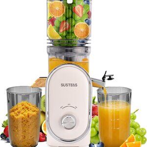 SUSTEAS Cold Press Juicer 300W 5.3 inch Large Feed Chute 1.5L Capacity BEIGE